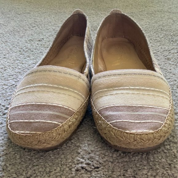 Aerosoles - 7 1/2W Solitaire Striped Canvas Stitch N Turn Espadrilles Tan Brown - Picture 2 of 7